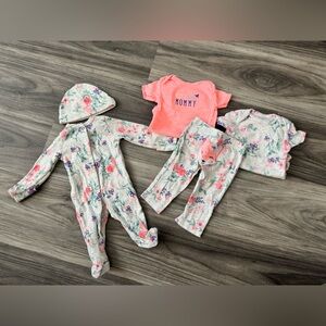 Carter's Floral Pink and Gray Baby 5-Piece Matching Set